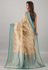 Beige Kani Silk Saree With Blouse Piece - Adi Akshoy & Co.