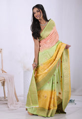 Multicolour Mashru Silk Saree with Blouse Piece  – Adi Akshoy & Co.