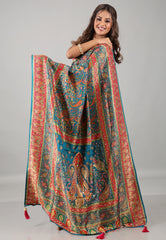 Blue Kani Silk Saree With Blouse Piece - Adi Akshoy & Co.