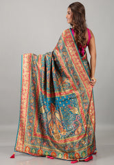 Blue Kani Silk Saree With Blouse Piece - Adi Akshoy & Co.