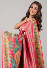 Cross Rani Pink Kani Silk Saree With Blouse Piece - Adi Akshoy & Co.