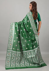 Rama Green Pure Tussar Silk Saree with Blouse Piece - Adi Akshoy & Co.