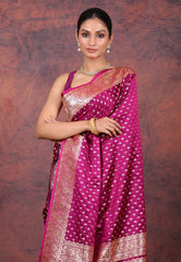 Magenta Wedding Banarasi Silk Saree with Blouse Piece - Adi Akshoy & Co.