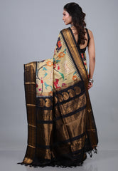 Tussar Colour Pure Kalamkari Silk Saree with Blouse Piece - Adi Akshoy & Co.