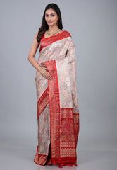 Beige Rangkat Katan Silk Saree With Blouse Piece - Adi Akshoy & Co.