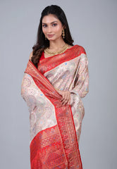 Beige Rangkat Katan Silk Saree With Blouse Piece - Adi Akshoy & Co.