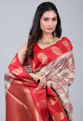 Tussar Colour Tussar Kalamkari Silk Saree with Blouse Piece - Adi Akshoy & Co.