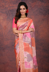 Multi Colour Rangkat Mashru Silk Saree with Blouse Piece - Adi Akshoy & Co.