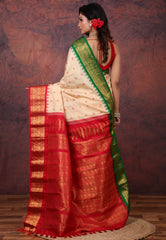 Tussar Colour Pure Gadwal Silk Saree With Blouse Piece - Adi Akshoy & Co.