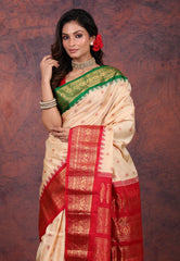 Tussar Colour Pure Gadwal Silk Saree With Blouse Piece - Adi Akshoy & Co.