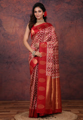 Maroon Tussar Kotki Print Silk Saree with Blouse Piece - Adi Akshoy & Co.