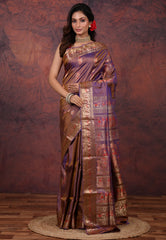 Cross Brown Pure Baluchuri Sornochuri Silk Saree with Blouse Piece - Adi Akshoy & Co.