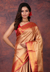 Golden Tissue Kanjivaram Silk Saree With Blouse Piece - Adi Akshoy & Co.