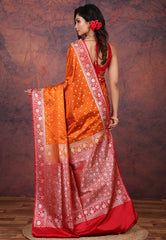 Orange Shades Wedding Banarasi Silk Saree with Blouse Piece - Adi Akshoy & Co.