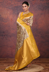 Tussar Colour Tussar Kalamkari Silk Saree with Blouse Piece - Adi Akshoy & Co.