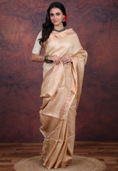 Tussar Colour Pure Tussar Dhakai Jamdani Saree with Blouse Piece - Adi Akshoy & Co.