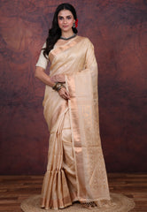 Tussar Colour Pure Tussar Dhakai Jamdani Saree with Blouse Piece - Adi Akshoy & Co.