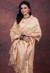Tussar Colour Pure Tussar Dhakai Jamdani Saree with Blouse Piece - Adi Akshoy & Co.