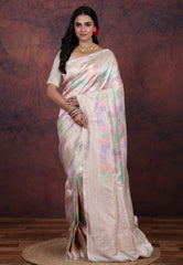 Multi Colour Pure Katan Rangkat Silk Saree With Blouse Piece - Adi Akshoy & Co.