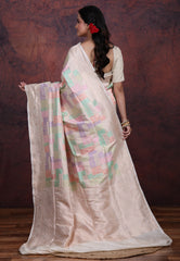 Multi Colour Pure Katan Rangkat Silk Saree With Blouse Piece - Adi Akshoy & Co.