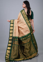 Tussar Colour Pure Gadwal Silk Saree With Blouse Piece - Adi Akshoy & Co.