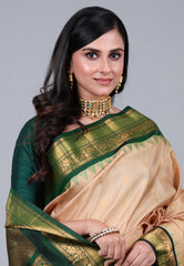Tussar Colour Pure Gadwal Silk Saree With Blouse Piece - Adi Akshoy & Co.