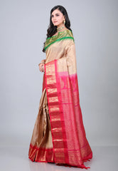 Tussar Colour Pure Gadwal Silk Saree With Blouse Piece - Adi Akshoy & Co.