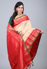 Tussar Colour Pure Gadwal Silk Saree With Blouse Piece - Adi Akshoy & Co.