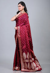 Maroon Wedding Banarasi Silk Saree with Blouse Piece - Adi Akshoy & Co.