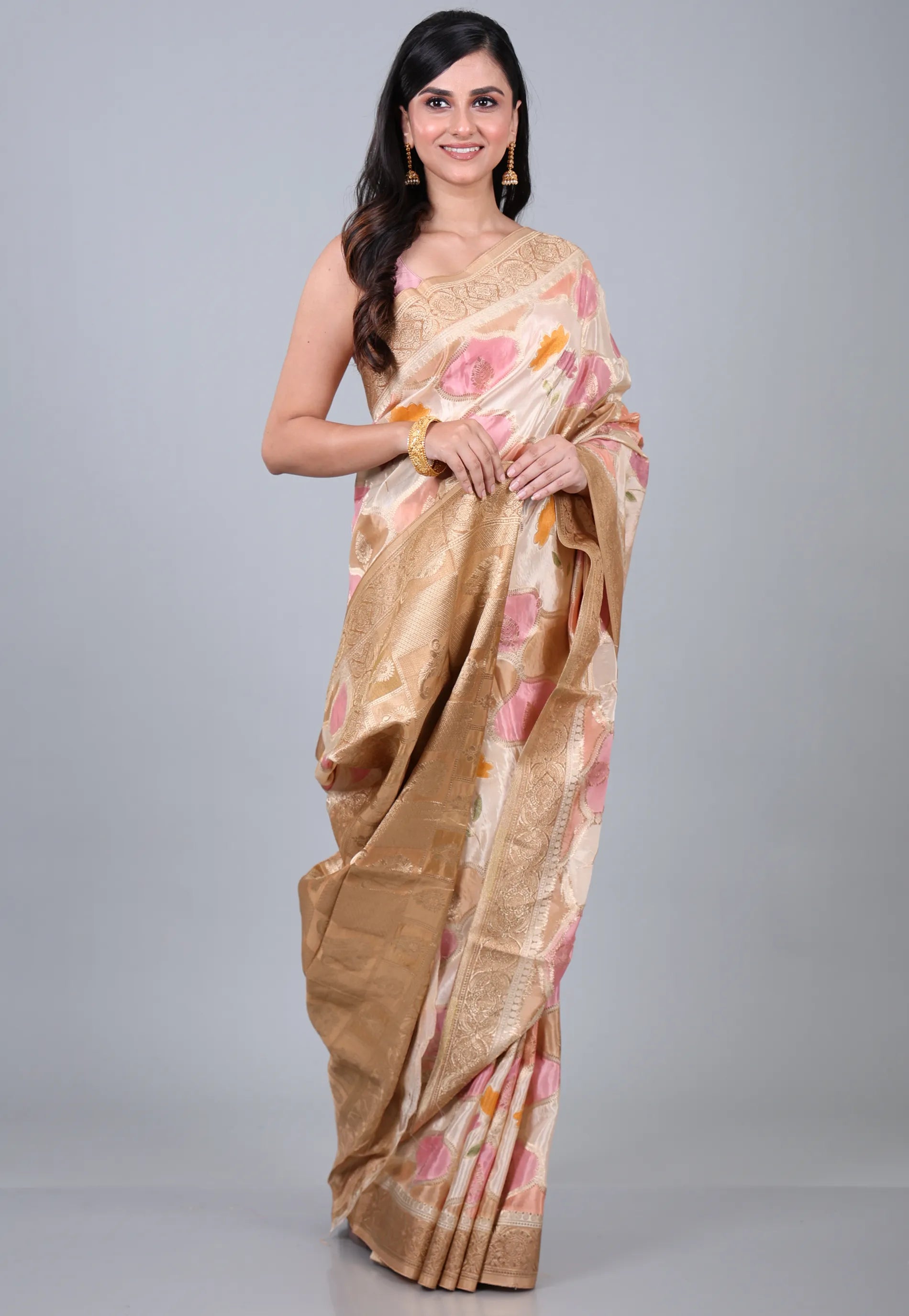 Multi Colour Rangkat Mashru Silk Saree with Blouse Piece - Adi Akshoy & Co.