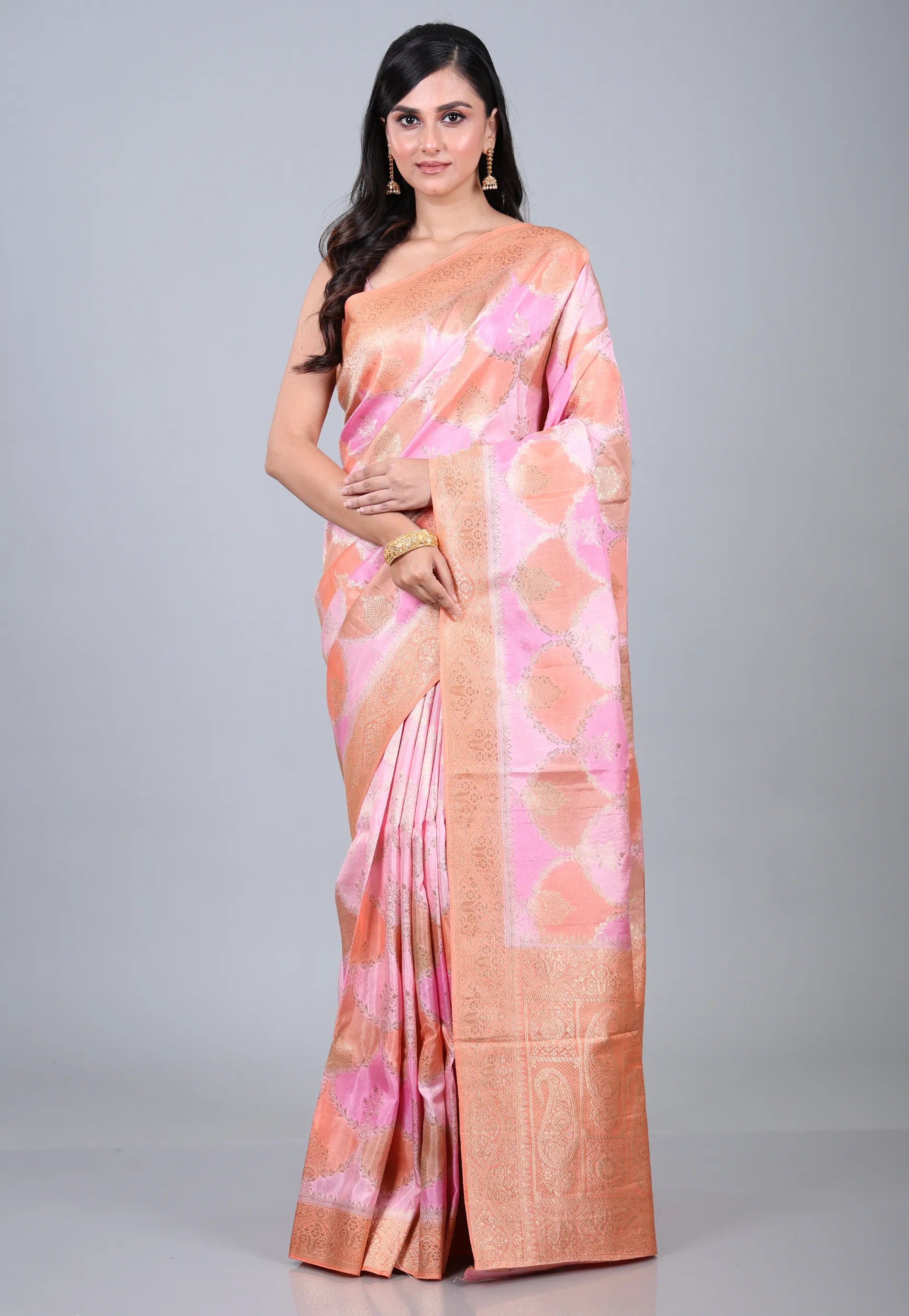 Pink Multi Colour Rangkat Mashru Silk Saree with Blouse Piece - Adi Akshoy & Co.
