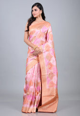 Pink Multi Colour Rangkat Mashru Silk Saree with Blouse Piece - Adi Akshoy & Co.