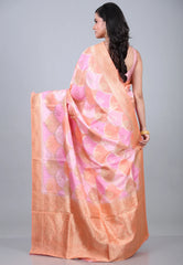 Pink Multi Colour Rangkat Mashru Silk Saree with Blouse Piece - Adi Akshoy & Co.