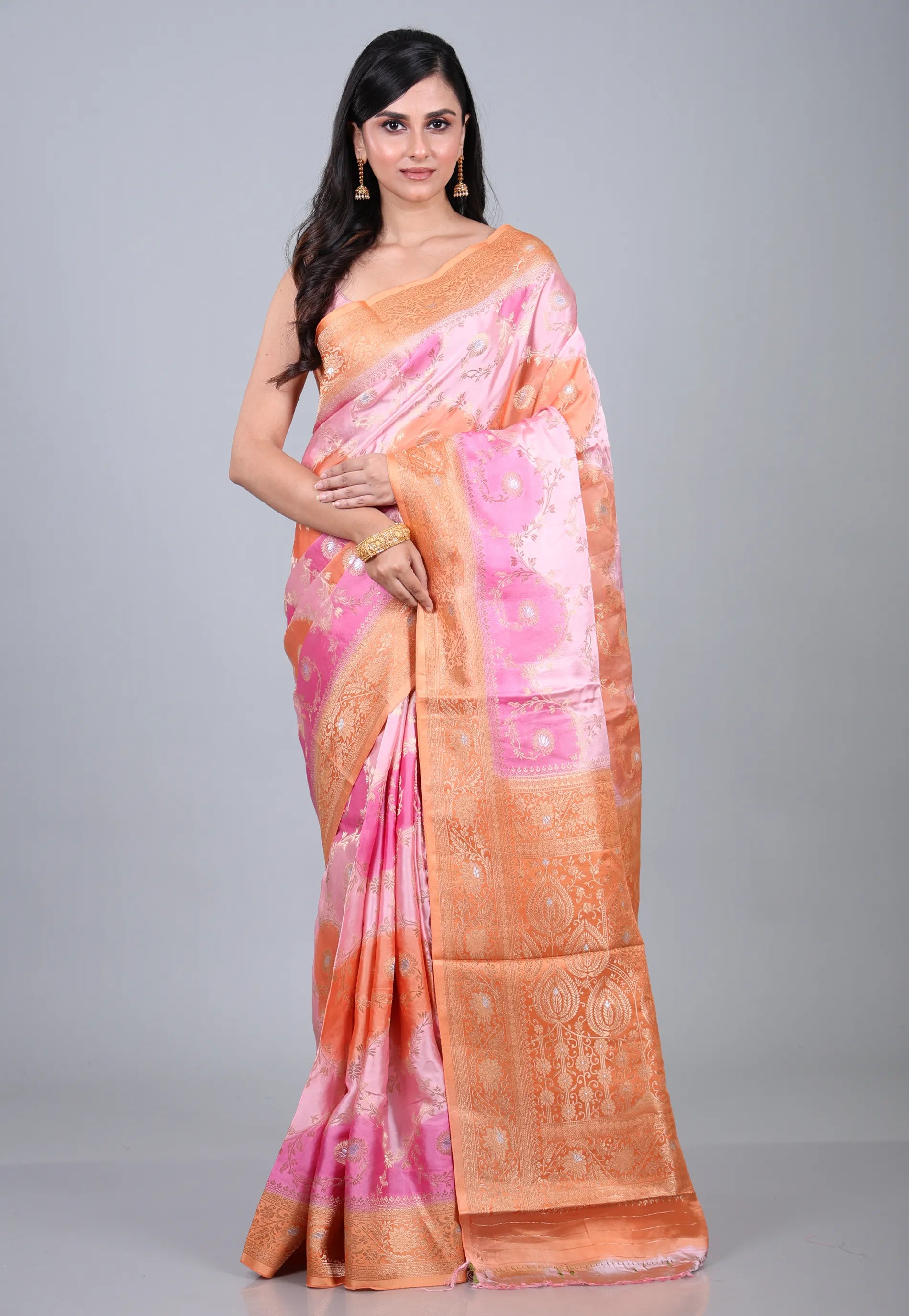 Pink Multi Colour Rangkat Mashru Silk Saree with Blouse Piece - Adi Akshoy & Co.