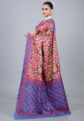Multi Colour Pure Tussar Kantha Silk Saree With Blouse Piece - Adi Akshoy & Co.