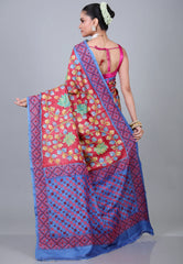 Multi Colour Pure Tussar Kantha Silk Saree With Blouse Piece - Adi Akshoy & Co.