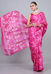 Rani Pure Tussar Dhakai Jamdani Saree with Blouse Piece - Adi Akshoy & Co.
