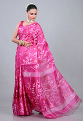 Rani Pure Tussar Dhakai Jamdani Saree with Blouse Piece - Adi Akshoy & Co.