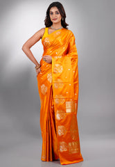 Yellow Mashru Silk Saree with Blouse Piece