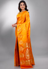 Yellow Mashru Silk Saree with Blouse Piece