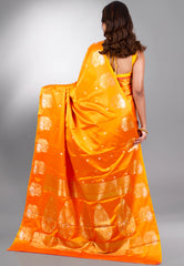 Yellow Mashru Silk Saree with Blouse Piece