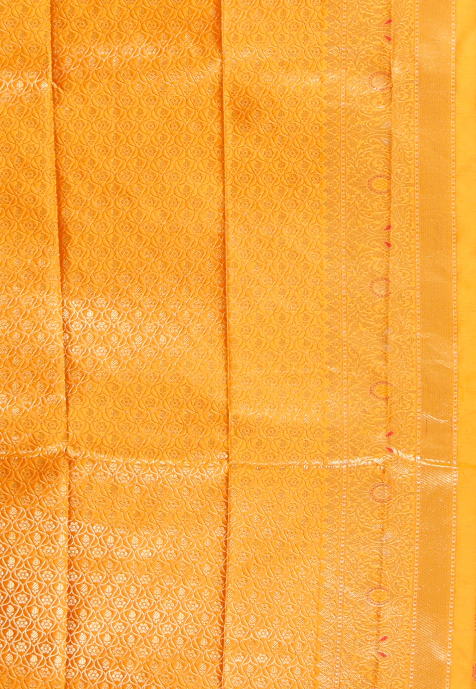 Yellow Mashru Silk Saree with Blouse Piece