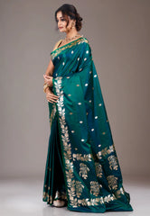 Bottle Wedding Banarasi Silk Saree with Blouse Piece