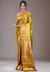 Mustard Mashru Silk Saree with Blouse Piece