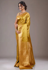 Mustard Mashru Silk Saree with Blouse Piece