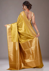 Mustard Mashru Silk Saree with Blouse Piece