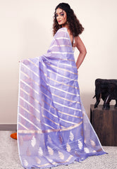 Mauve color Kora Silk Saree With Blouse Piece