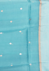 Sky Blue Silk Saree With Blouse Piece