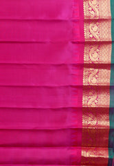 Beige with Rani Border Gadwal Pure Silk Saree With Blouse Piece