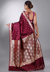 Maroon Wedding Banarasi Silk Saree with Blouse Piece